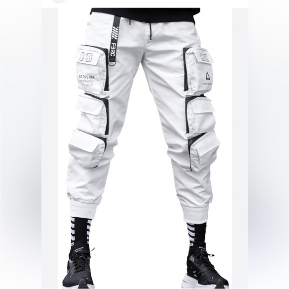 Fabric Of The Universe White Cargo Tech Jogger‎ Pants
